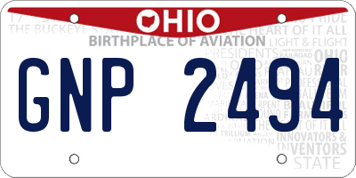 OH license plate GNP2494