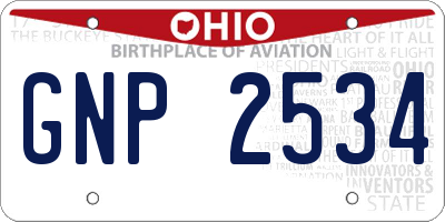 OH license plate GNP2534