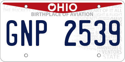 OH license plate GNP2539
