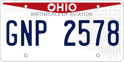 OH license plate GNP2578