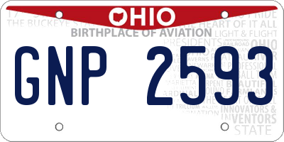 OH license plate GNP2593