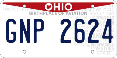 OH license plate GNP2624