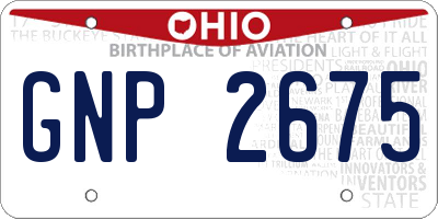 OH license plate GNP2675