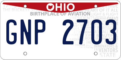 OH license plate GNP2703
