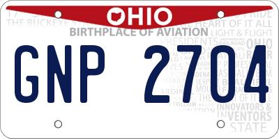 OH license plate GNP2704