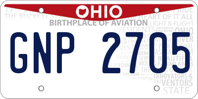 OH license plate GNP2705