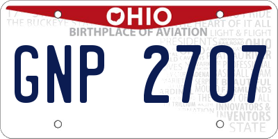 OH license plate GNP2707