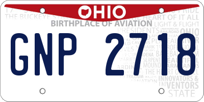 OH license plate GNP2718