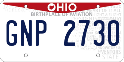 OH license plate GNP2730