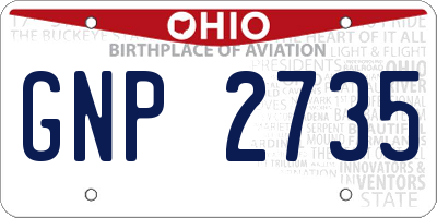 OH license plate GNP2735