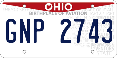 OH license plate GNP2743
