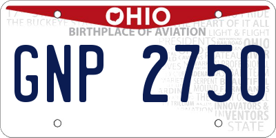 OH license plate GNP2750
