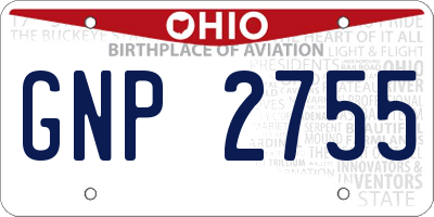 OH license plate GNP2755