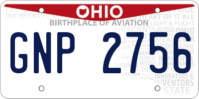 OH license plate GNP2756
