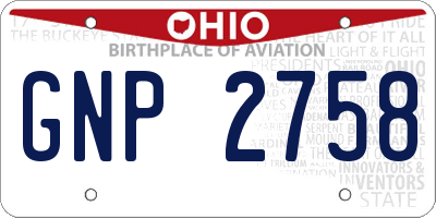 OH license plate GNP2758
