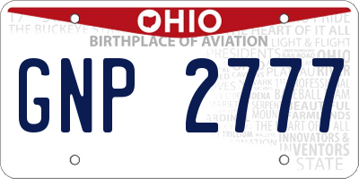 OH license plate GNP2777