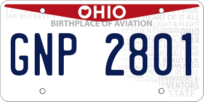 OH license plate GNP2801