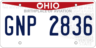 OH license plate GNP2836