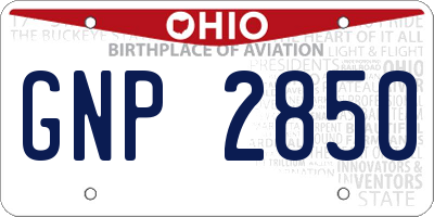 OH license plate GNP2850