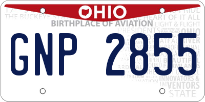 OH license plate GNP2855
