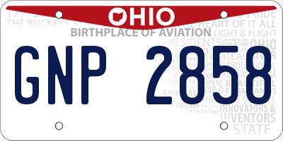 OH license plate GNP2858