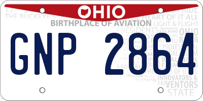 OH license plate GNP2864