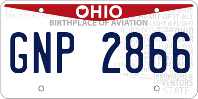 OH license plate GNP2866