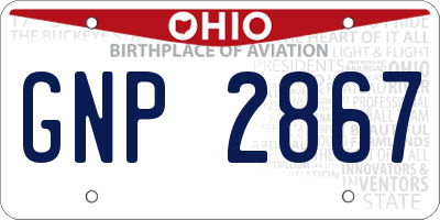OH license plate GNP2867