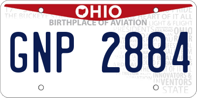 OH license plate GNP2884