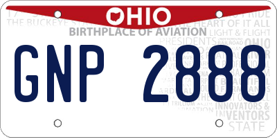 OH license plate GNP2888