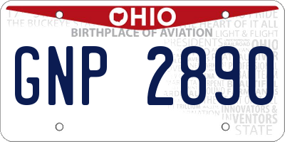 OH license plate GNP2890