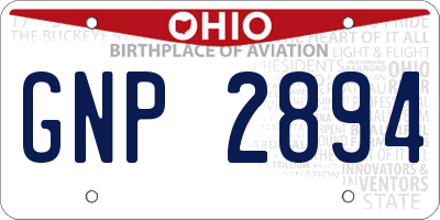 OH license plate GNP2894