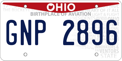 OH license plate GNP2896