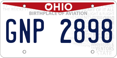OH license plate GNP2898