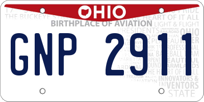 OH license plate GNP2911