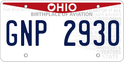 OH license plate GNP2930