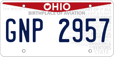 OH license plate GNP2957
