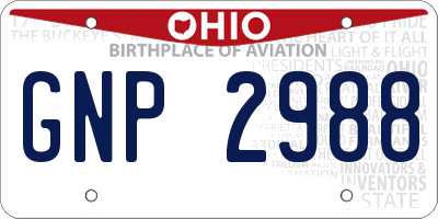 OH license plate GNP2988