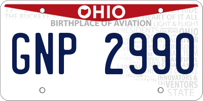 OH license plate GNP2990