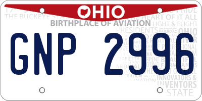 OH license plate GNP2996