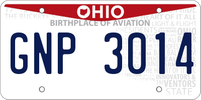OH license plate GNP3014