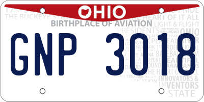 OH license plate GNP3018