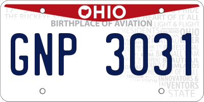 OH license plate GNP3031