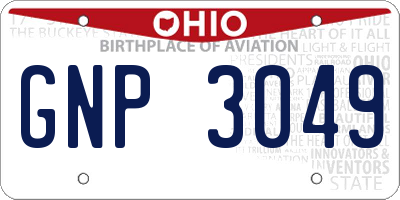 OH license plate GNP3049