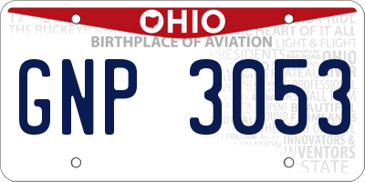 OH license plate GNP3053