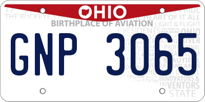 OH license plate GNP3065