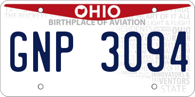 OH license plate GNP3094