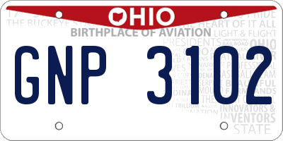 OH license plate GNP3102