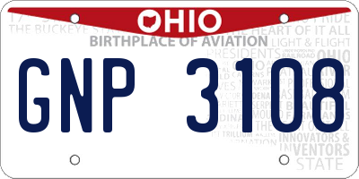 OH license plate GNP3108