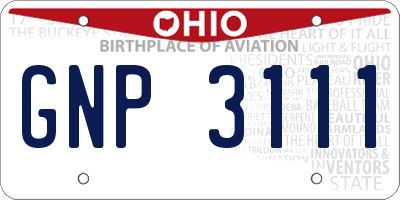 OH license plate GNP3111